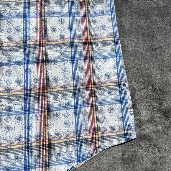 Club Room Shirt Mens Small Short Sleeve Blue Geometric Print Minimal To No Wear - Picture 7 of 9